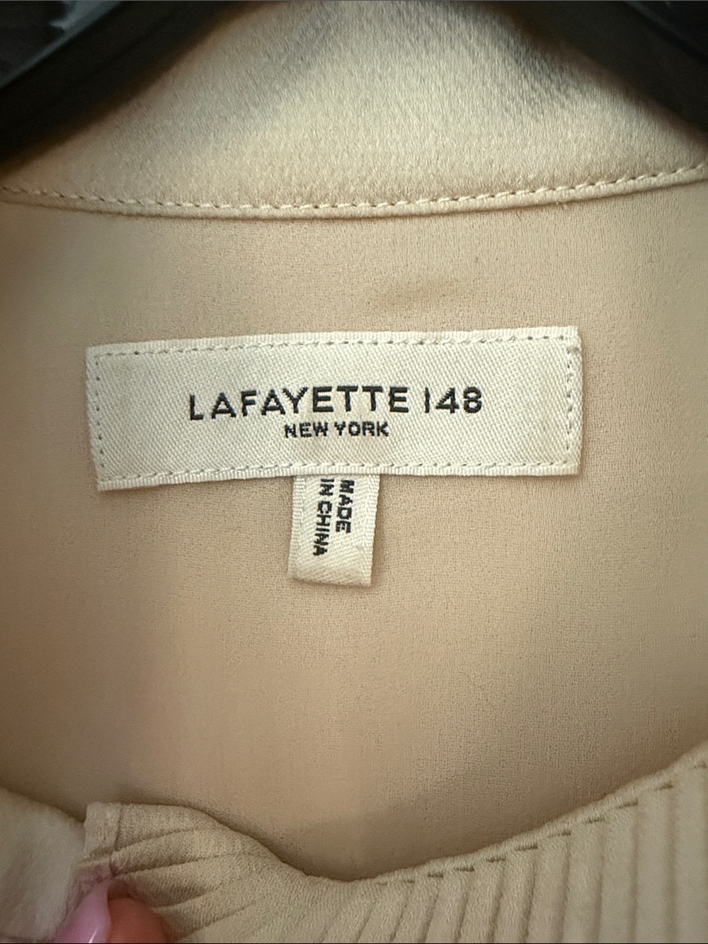 Lafayette 148 New York Pleated-Trim Cream Blouse - Picture 2 of 4